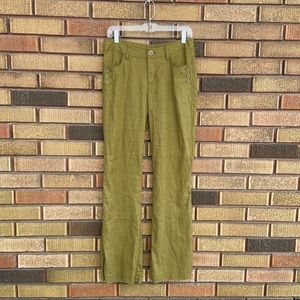 Cabi linen-blend pants with button detailing